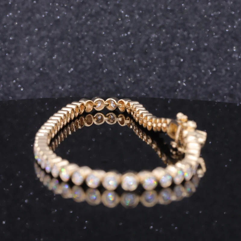 Moissanit Tennisarmband 2.5mm – 10k Gelbgold | Zargenfassung VVS Moissanit