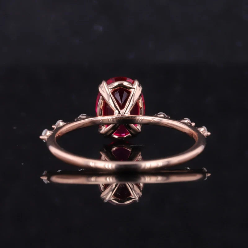 Rubin Ring Oval 14K Roségold | Verlobungsring