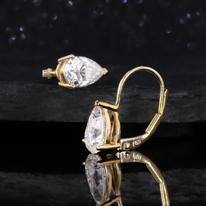 Moissanite Ohrringe Pear Cut 14K/18K Gold | Massivgold