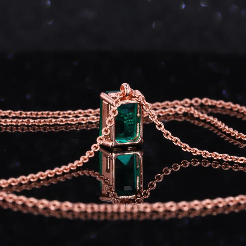 Smaragd Halskette Roségold-Silber | Anhänger