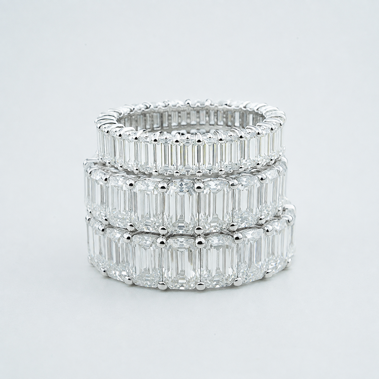 Moissanit Vollbesetzter Smaragdschliff Ring 925 Silber – Eternity Ring, Damen
