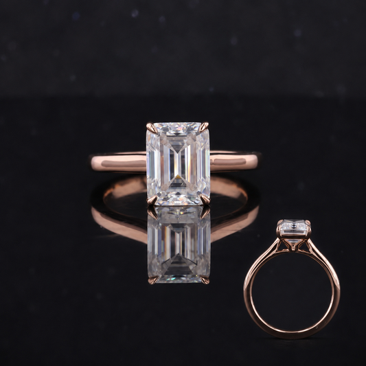 Moissanite Ring Smaragdschliff 10K/14K Gold | Damenring