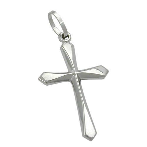 Kreuz Anhänger Weißgold 9 Karat – 375er Weißgold glänzend 23x14mm