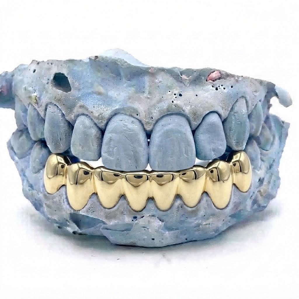 Gold Grillz unten – 8er Reihe – 18 Karat vergoldete Grillz nach Maß von Z Juwelier