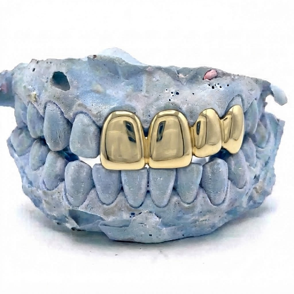 4er Cap Echtgold Grillz unten aus massivem 14 Karat Echtgold (585) – Grillz nach Maß von Z Juwelier