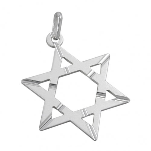 Davidstern Anhänger Silber 925 – Magen David Sterling Silber mattiert 29x22mm