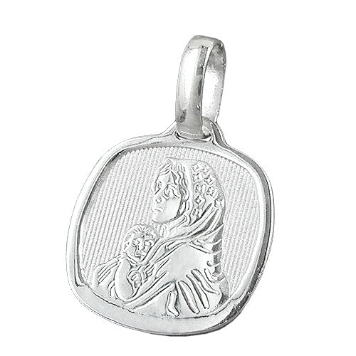 Maria mit Kind Anhänger Silber 925 – Jungfrau Maria Medaille Sterling Silber 16mm