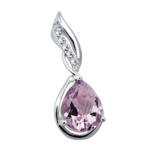 Amethyst Zirkonia Anhänger Silber 925 – Damenschmuck Sterling Silber 27x10mm
