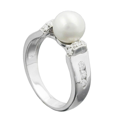 Silberring Zuchtperle 7mm Zirkonias