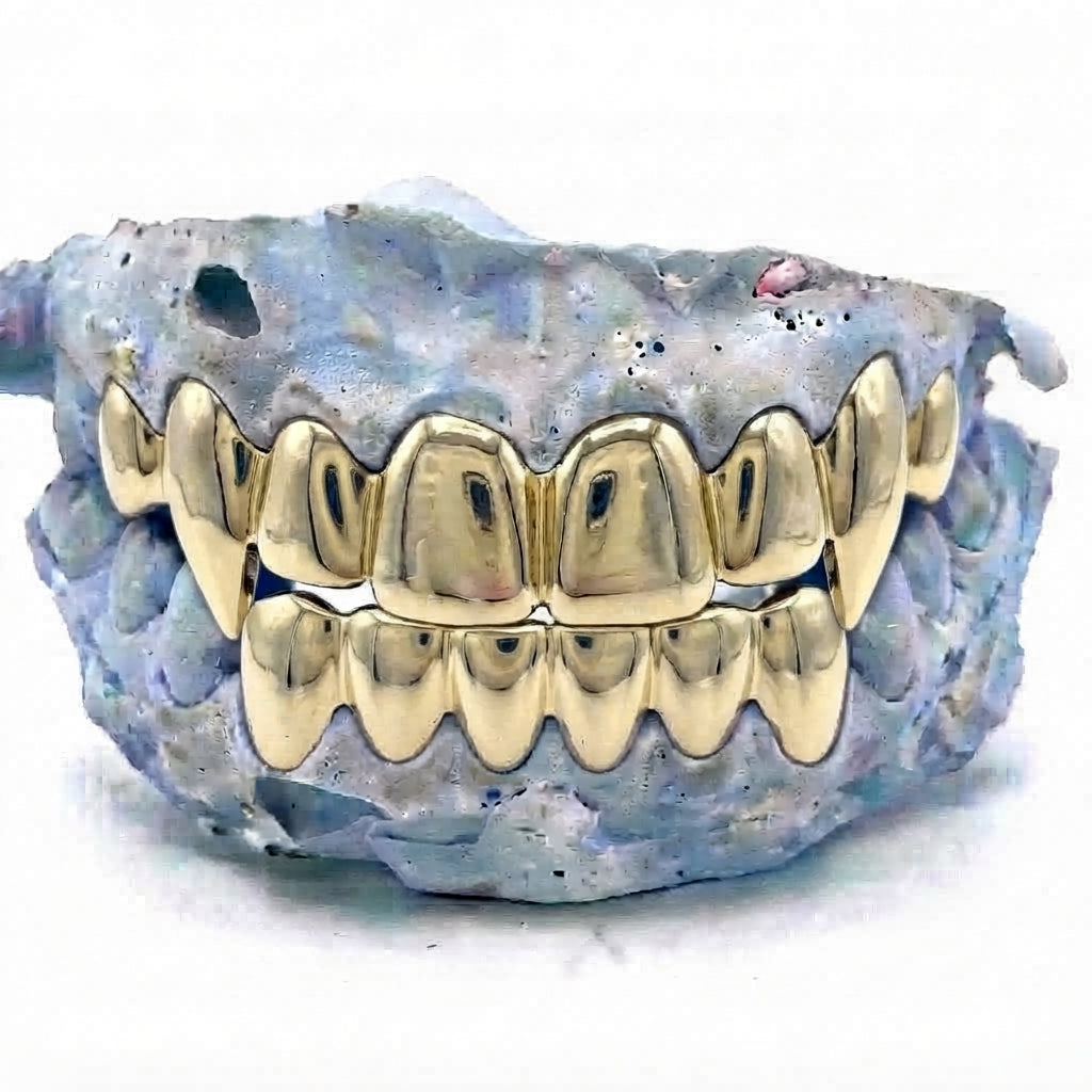 Gold Grillz Top & Bottom 8er/8er + Vampz – 18 Karat vergoldete Grillz nach Maß von Z Juwelier