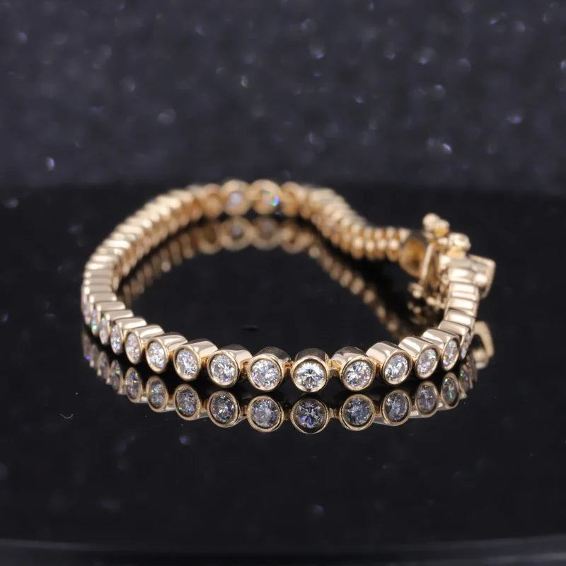 Moissanit Tennisarmband 2.5mm – 10k Gelbgold | Zargenfassung VVS Moissanit