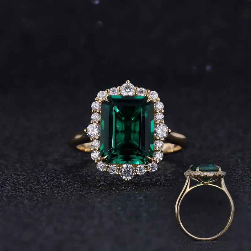 18K Gelbgold Ring mit Smaragd | Hochzeits- & Jahrestagsring
