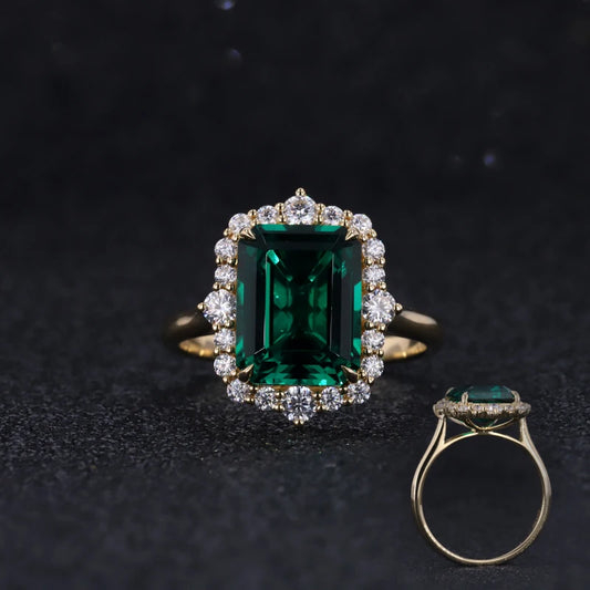 18K Gelbgold Ring mit Smaragd | Hochzeits- & Jahrestagsring