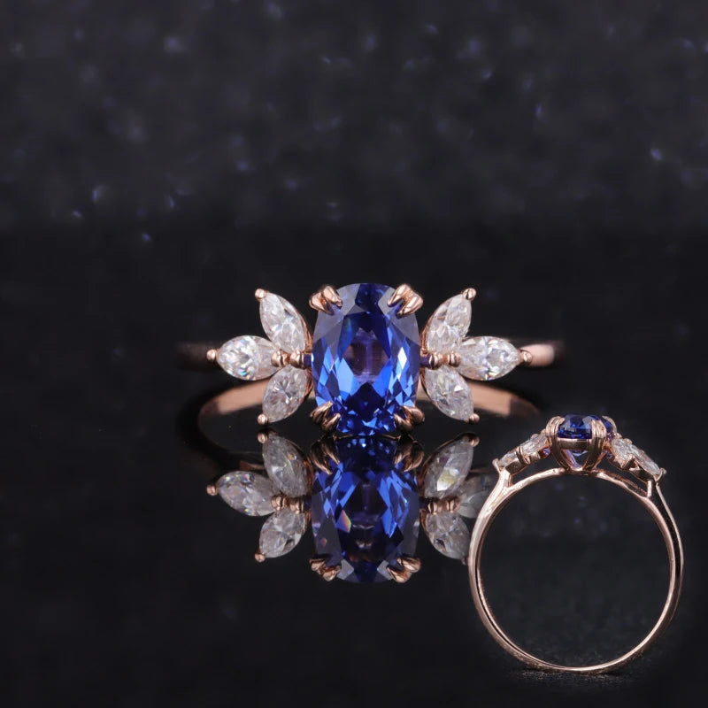 Saphir Ring Cushion Cut 14K - 18K Roségold | Verlobungsring