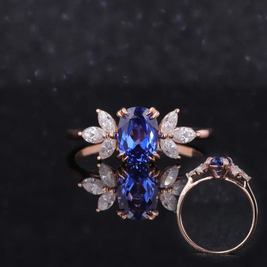 Saphir Ring Cushion Cut 14K - 18K Roségold | Verlobungsring