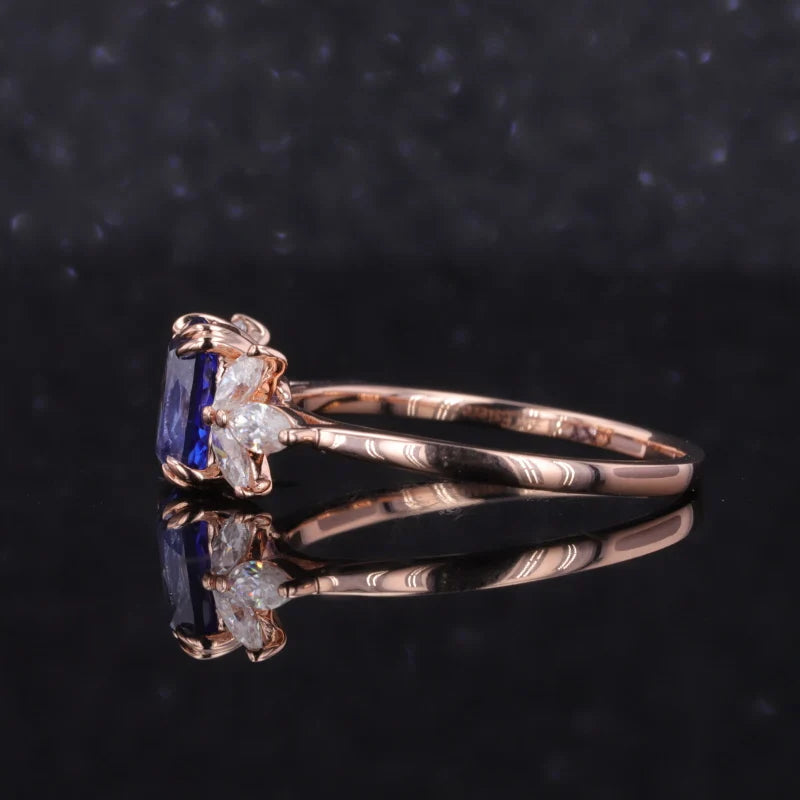 Saphir Ring Cushion Cut 14K - 18K Roségold | Verlobungsring