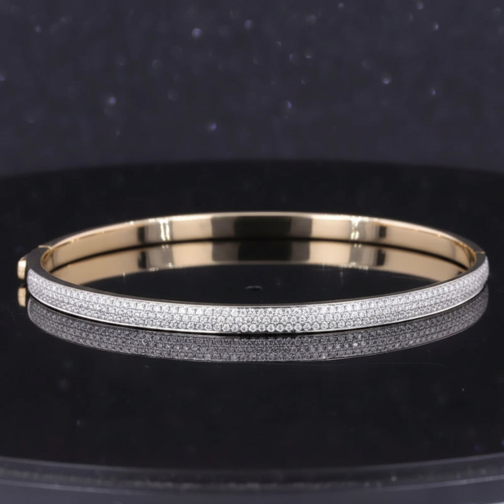Moissanit Armreif – 14k Gelbgold & 925 Silber | Elegantes Gemstone Armband