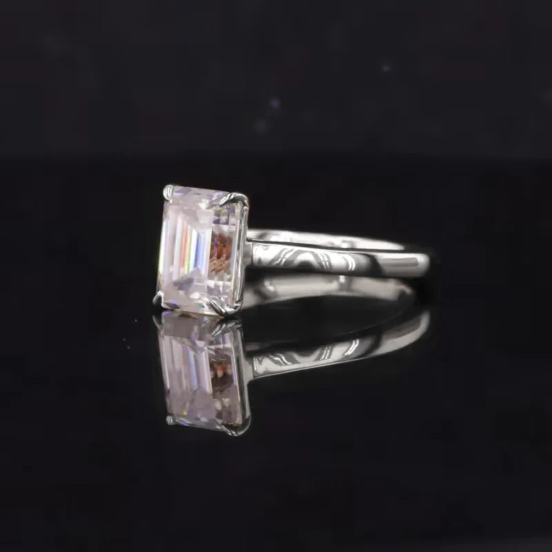 Moissanite Ring Smaragdschliff 10K/14K Gold | Damenring