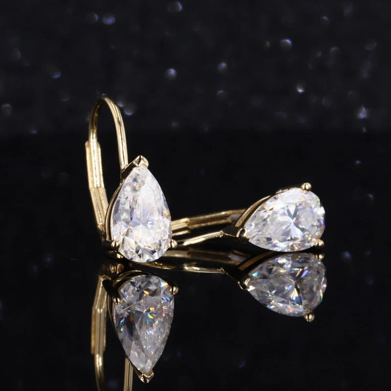 Moissanite Ohrringe Pear Cut 14K/18K Gold | Massivgold