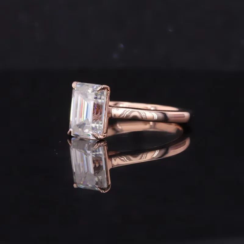 Moissanite Ring Smaragdschliff 10K/14K Gold | Damenring