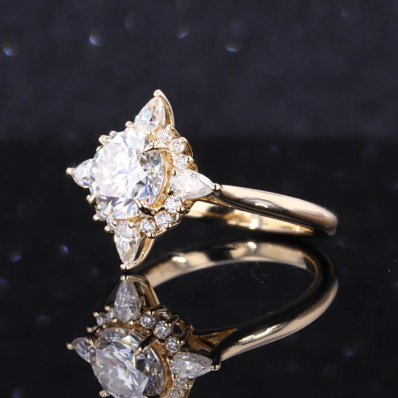 Moissanite Ring Vintage 10K Gelbgold | Individuell Anpassbar