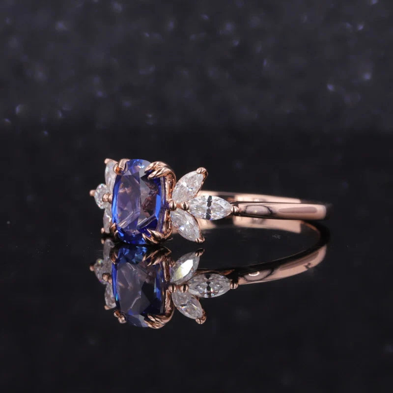 Saphir Ring Cushion Cut 14K - 18K Roségold | Verlobungsring