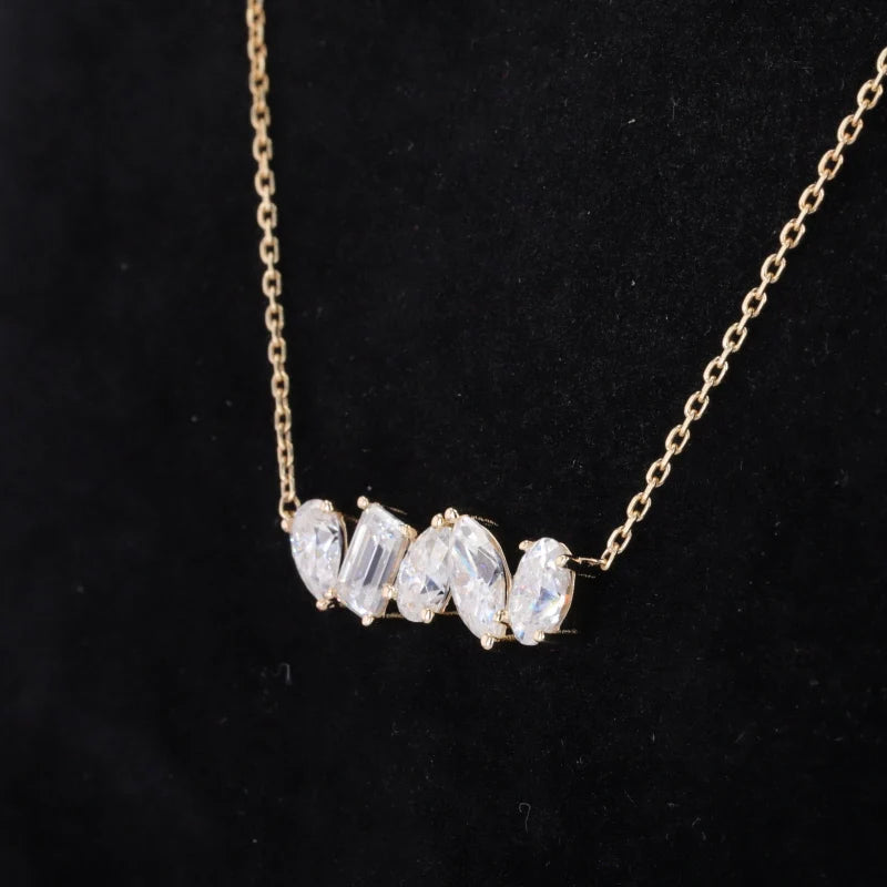 Diamant Halskette Smaragdschliff 10K Gelbgold | Anhänger
