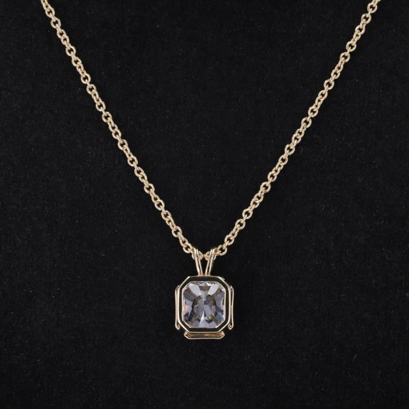 Diamant Anhänger Radiant Cut 14K Gold | Halskette 45cm