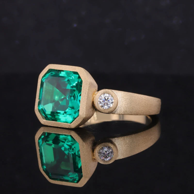 Smaragd Ring Asscher Cut 10K Gold | Verlobungsring