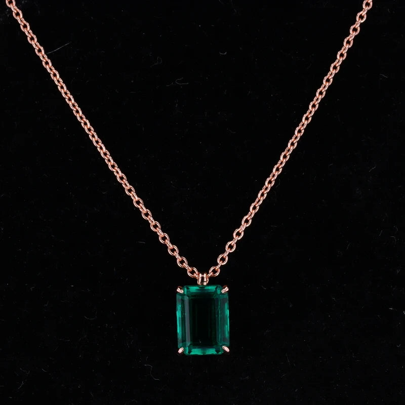 Smaragd Halskette Roségold-Silber | Anhänger
