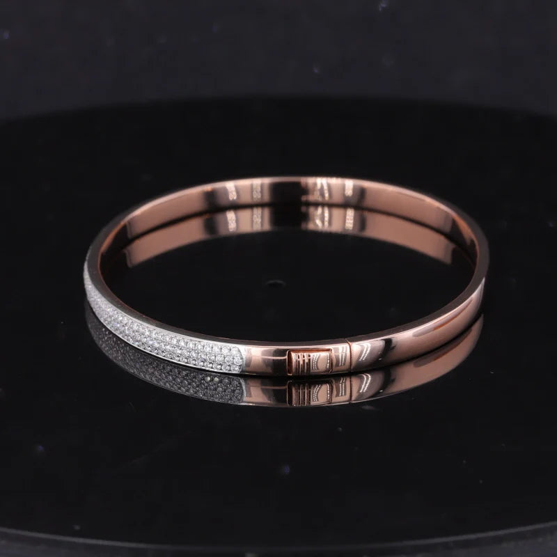 Moissanit Armreif – 14k Gelbgold & 925 Silber | Elegantes Gemstone Armband