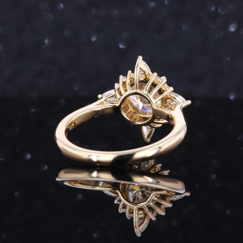 Moissanite Ring Vintage 10K Gelbgold | Individuell Anpassbar