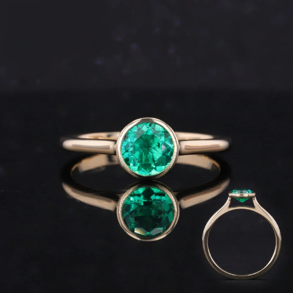Edelstein Ring 10K Gelbgold | Smaragd Rubin Saphir Moissanite