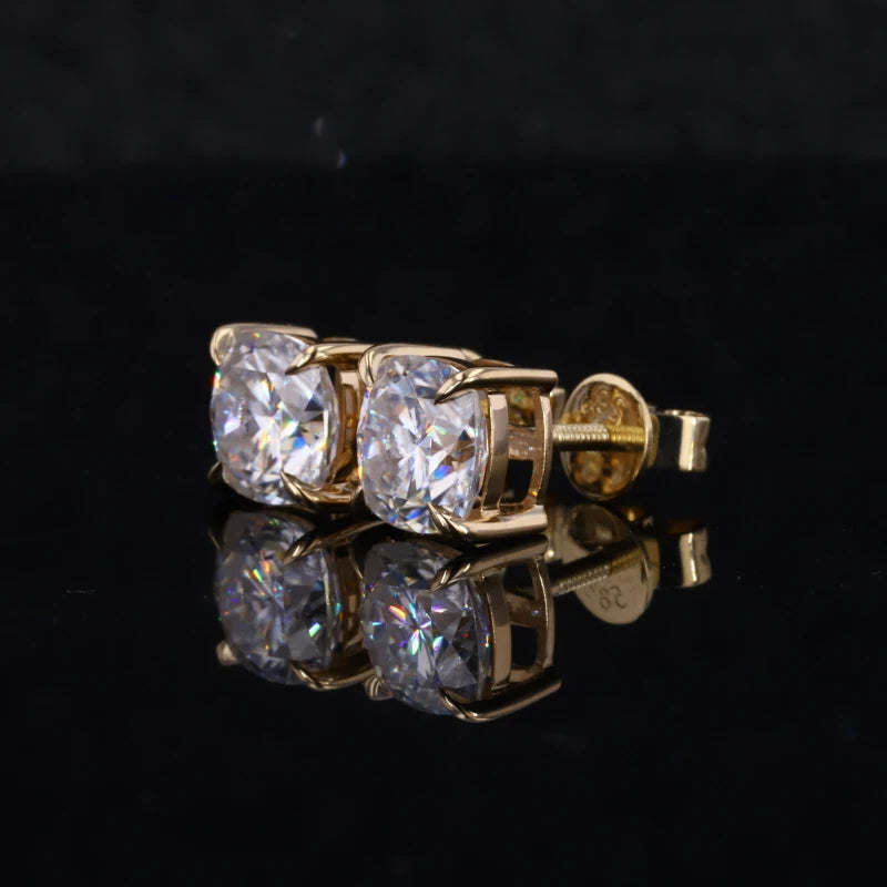 Moissanite Ohrringe Gelbgold 10K/14K/18K | Cushion Cut 1ct