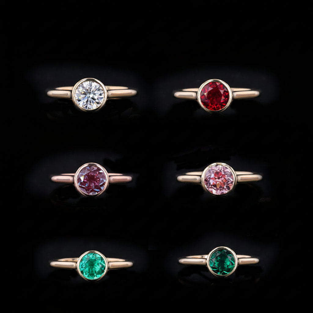 Edelstein Ring 10K Gelbgold | Smaragd Rubin Saphir Moissanite