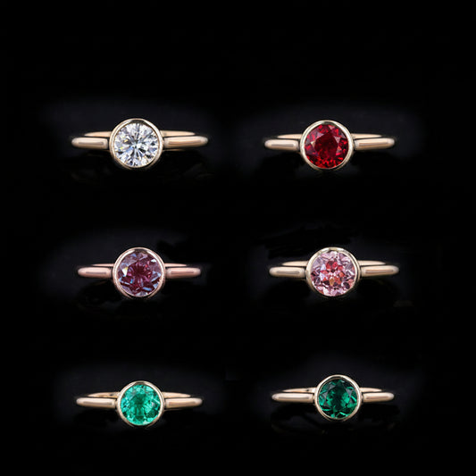 Edelstein Ring 10K Gelbgold | Smaragd Rubin Saphir Moissanite