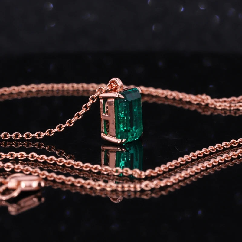 Smaragd Halskette Roségold-Silber | Anhänger