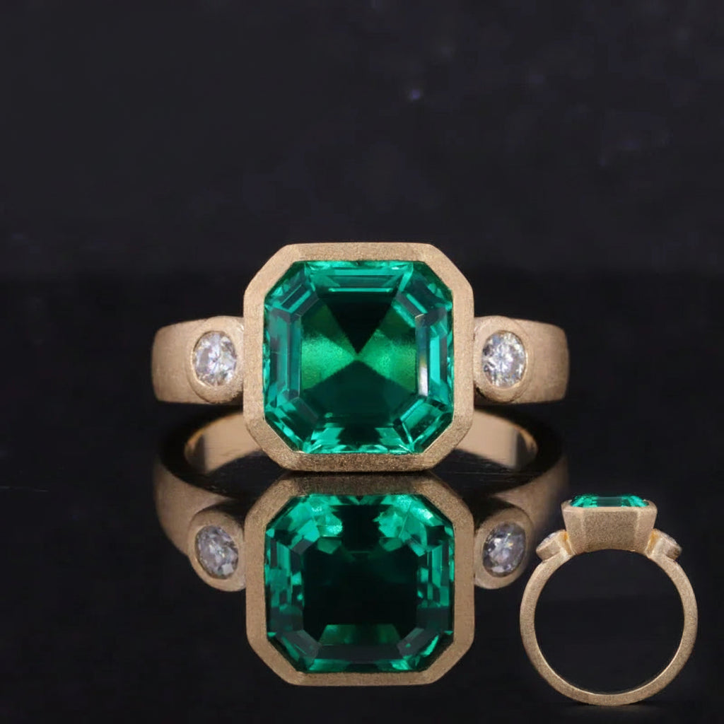 Smaragd Ring Asscher Cut 10K Gold | Verlobungsring
