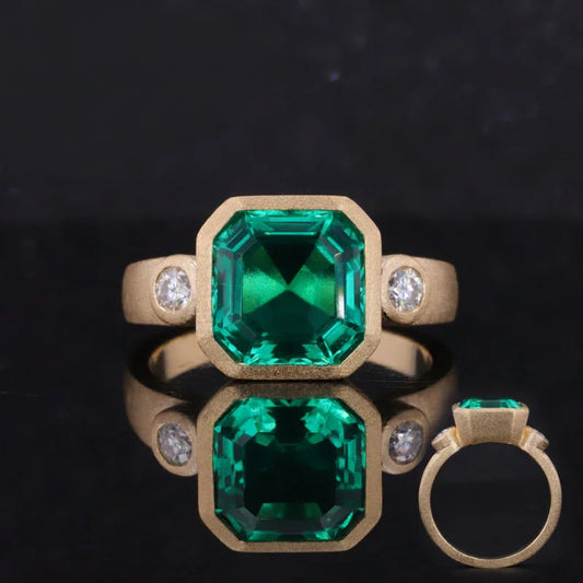 Smaragd Ring Asscher Cut 10K Gold | Verlobungsring