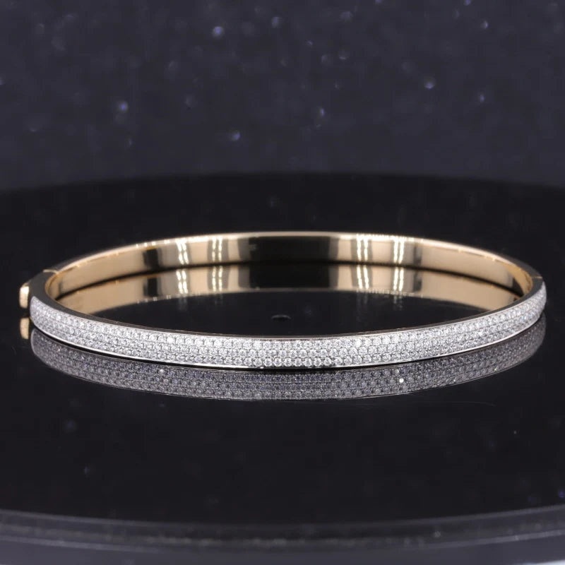 Moissanit Armreif – 14k Gelbgold & 925 Silber | Elegantes Gemstone Armband