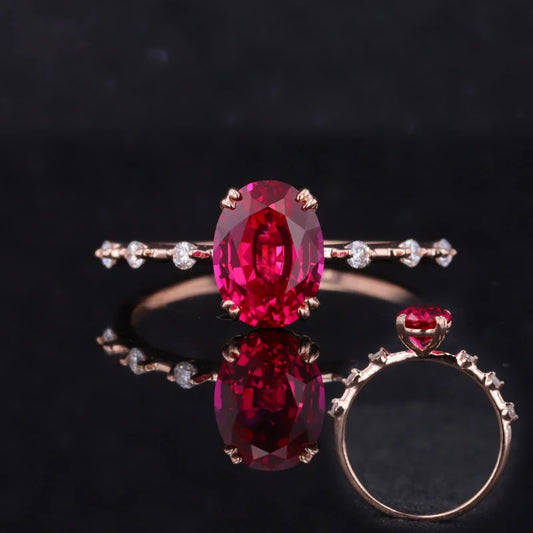 Rubin Ring Oval 14K Roségold | Verlobungsring
