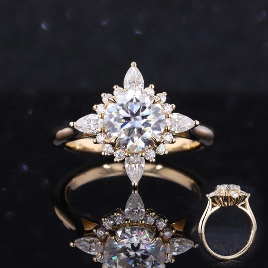 Moissanite Ring Vintage 10K Gelbgold | Individuell Anpassbar