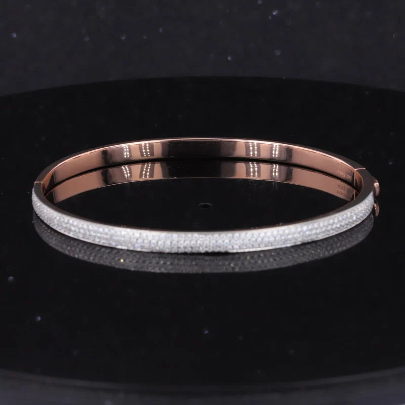 Moissanit Armreif – 14k Gelbgold & 925 Silber | Elegantes Gemstone Armband