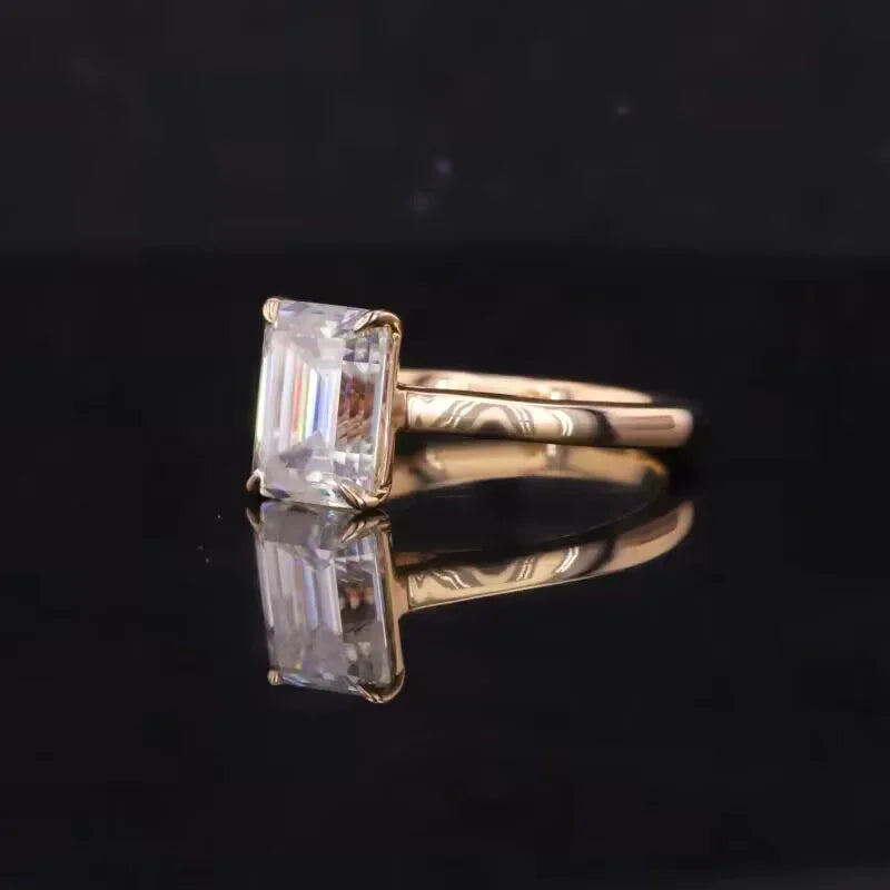 Moissanite Ring Smaragdschliff 10K/14K Gold | Damenring