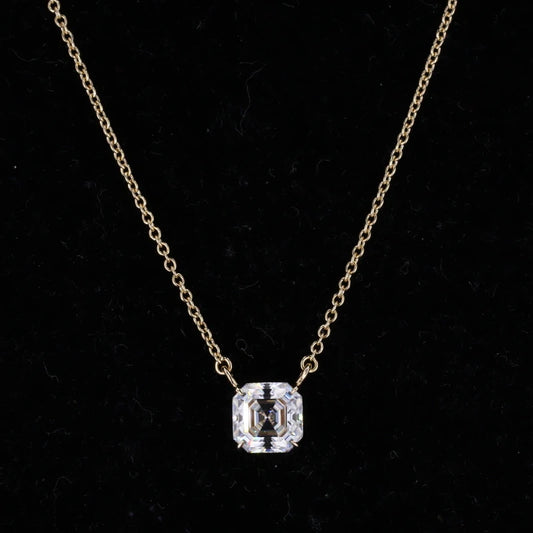 Moissanite Anhänger Gelbgold 14K | Asscher Cut Halskette