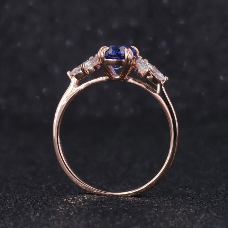 Saphir Ring Cushion Cut 14K - 18K Roségold | Verlobungsring