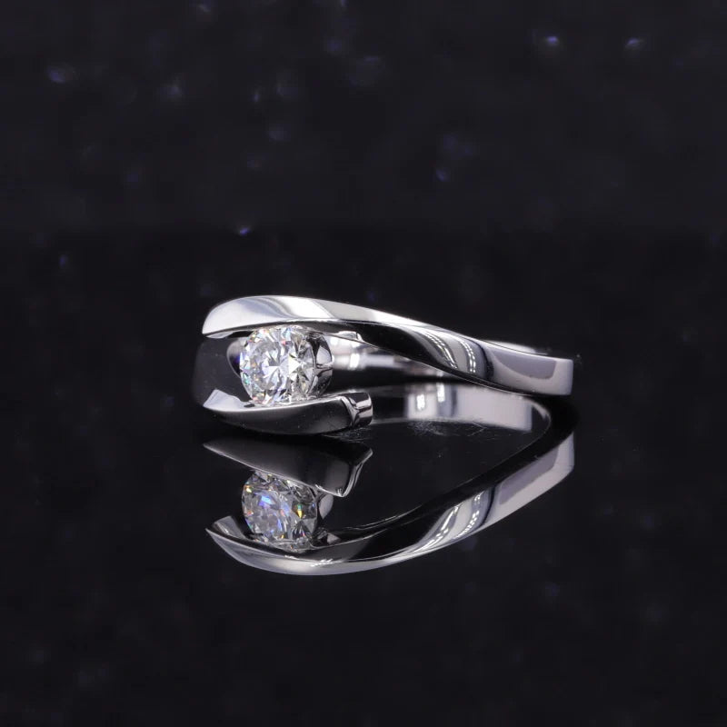 Diamant Ehering 10K Weißgold | Rundschliff