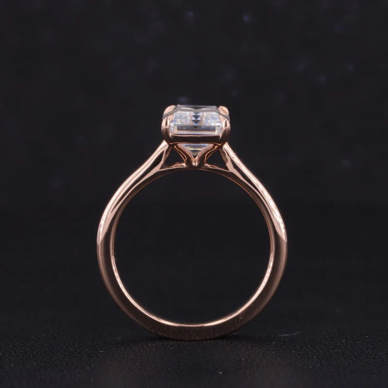 Moissanite Ring Smaragdschliff 10K/14K Gold | Damenring