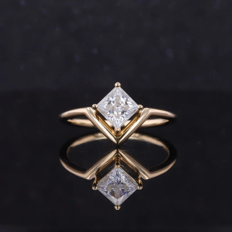 Moissanite Verlobungsring 10K Gelbgold | Prinzessschliff