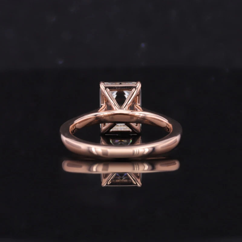 Moissanite Ring Smaragdschliff 10K/14K Gold | Damenring